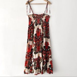 SOLD. J Crew 100% Silk Florentine Print Midi Sun Dress